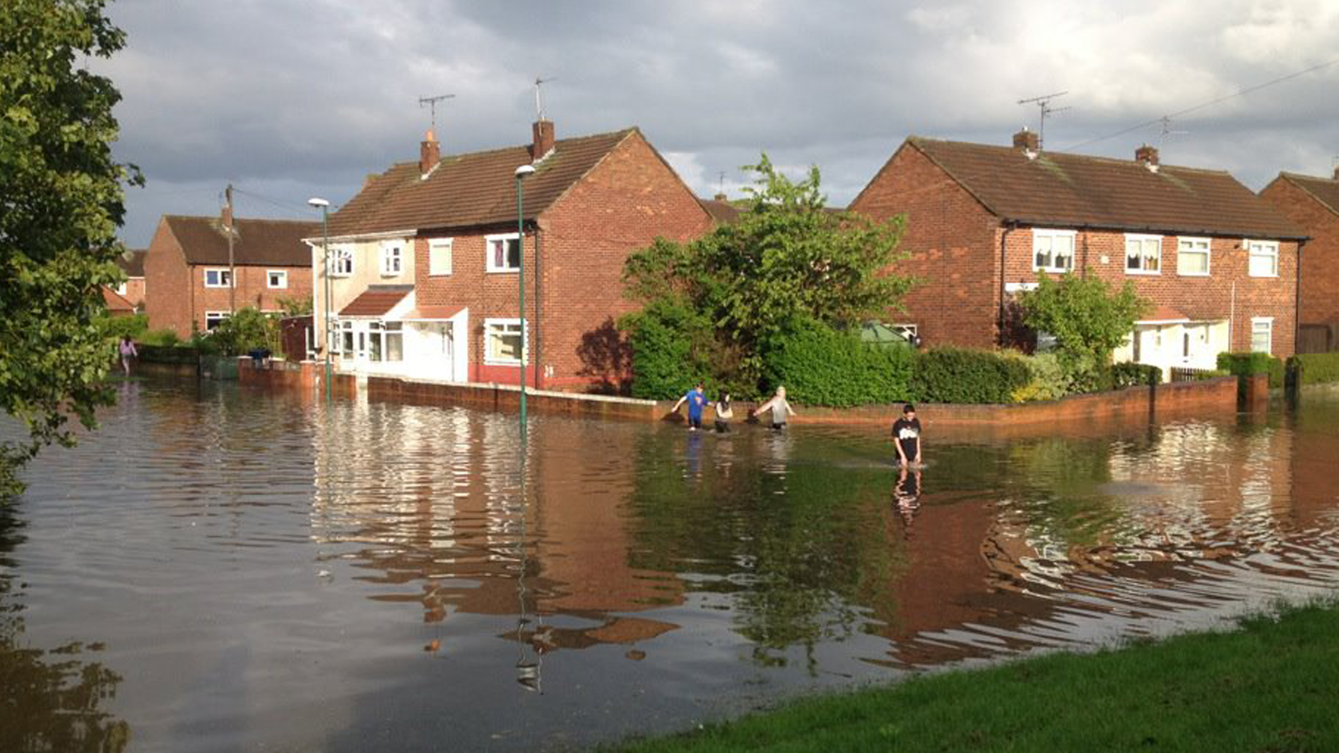 A flooded housing estate