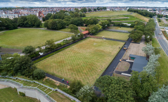 A overhead shot of the restoration of North Marine Park