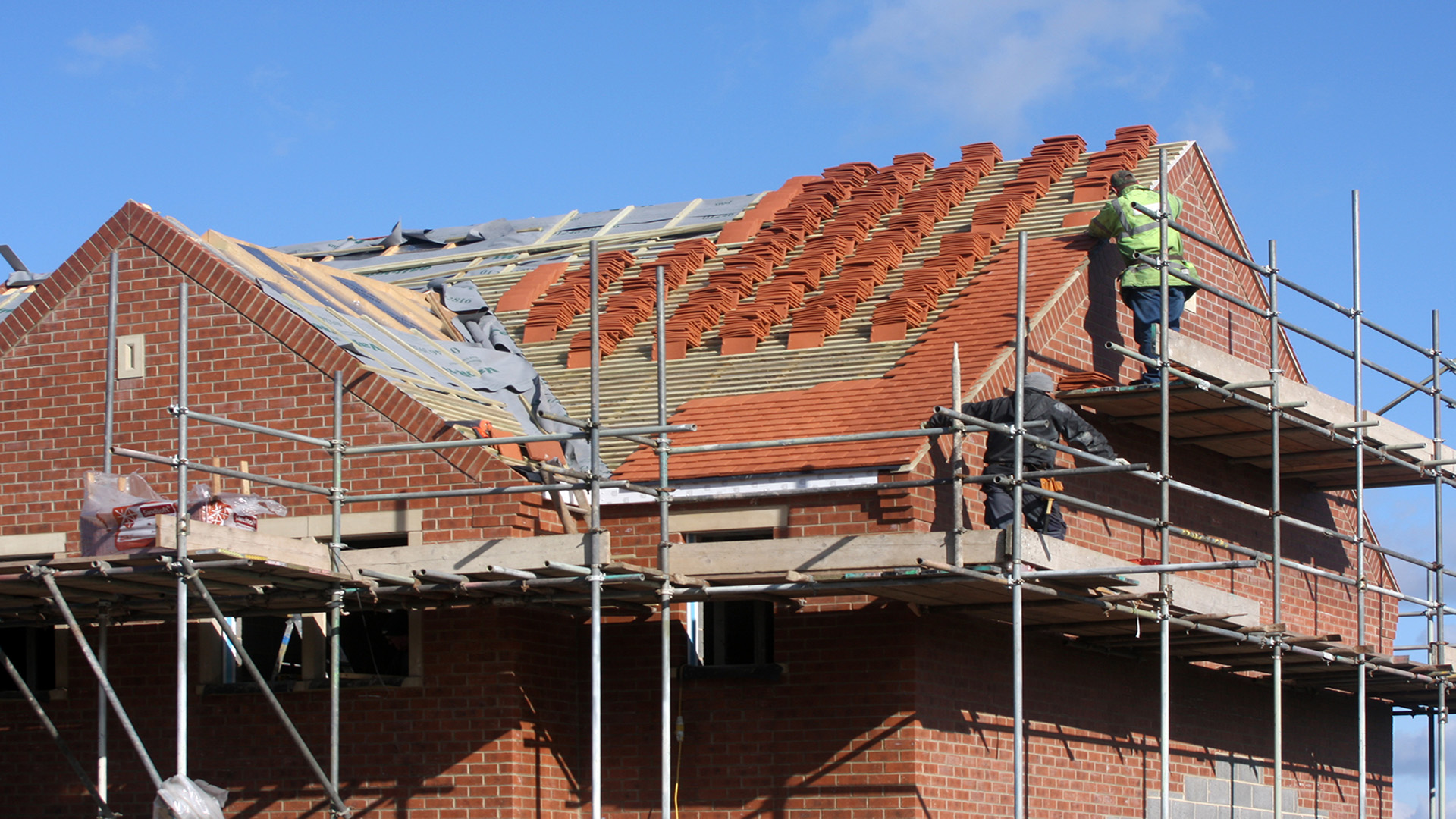 Roofing work happening on a south tynedie building