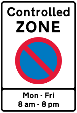 Controlled zone sign