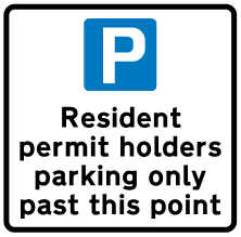 Resident permit holder sign