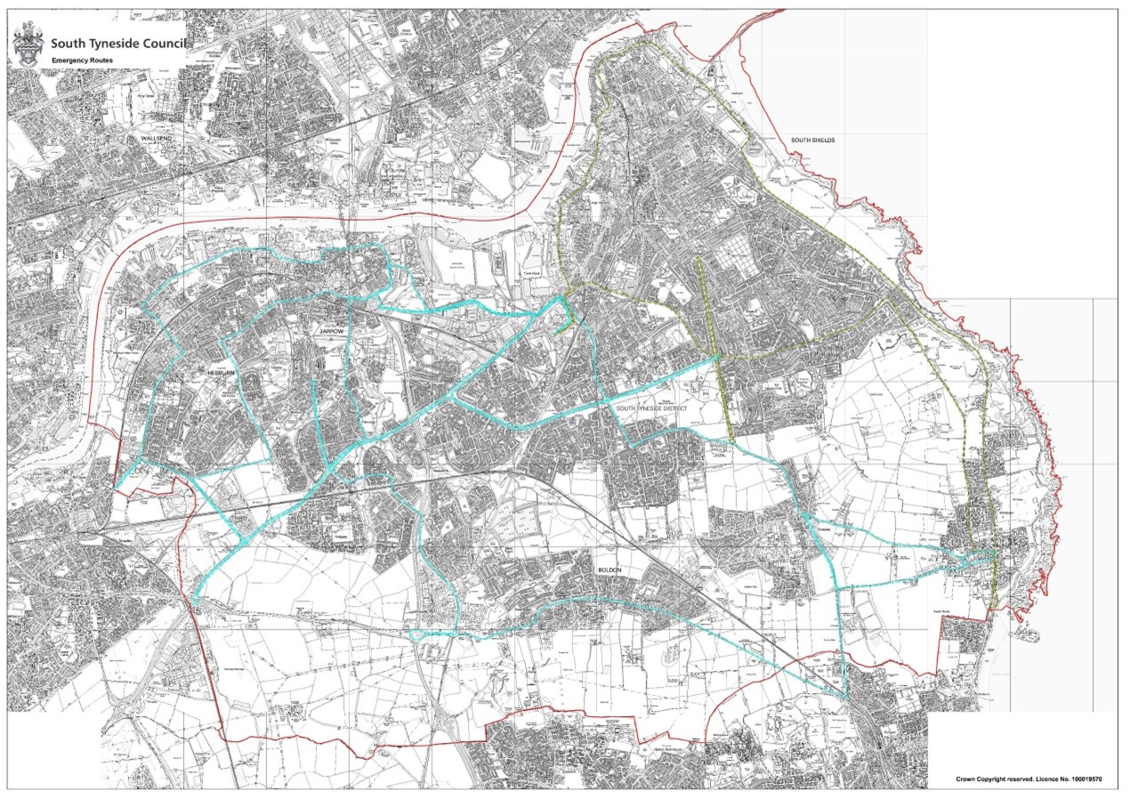 A map of gritting routes for emergency only