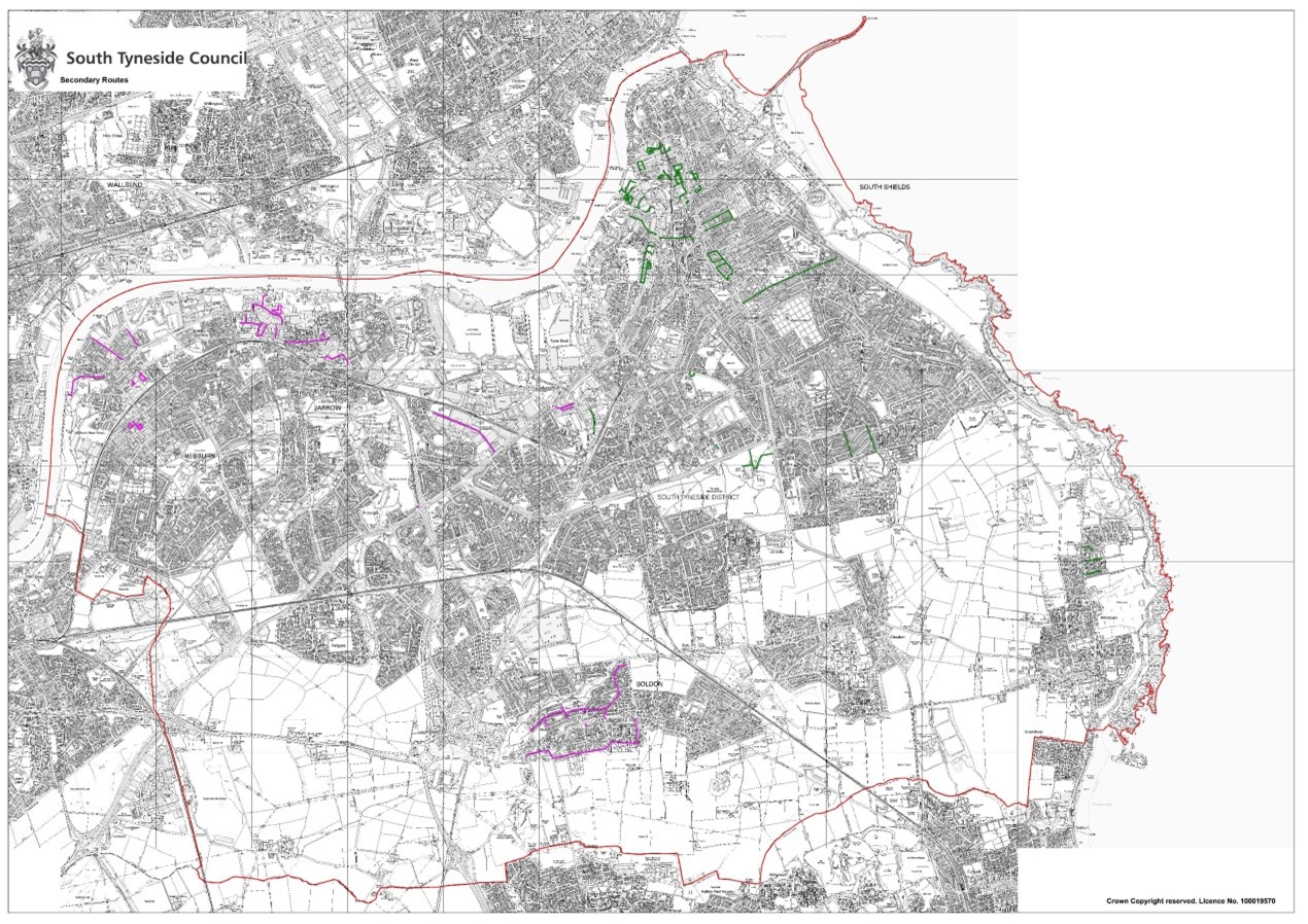 A map of gritting routes priority two