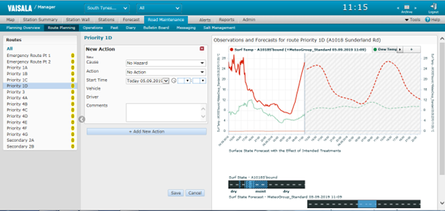 A image of the daily decision record example from Vaisala system